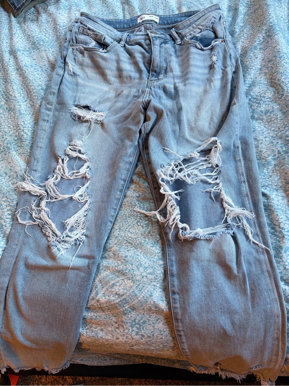 BKE Light Blue Distressed Boyfriend Jeans